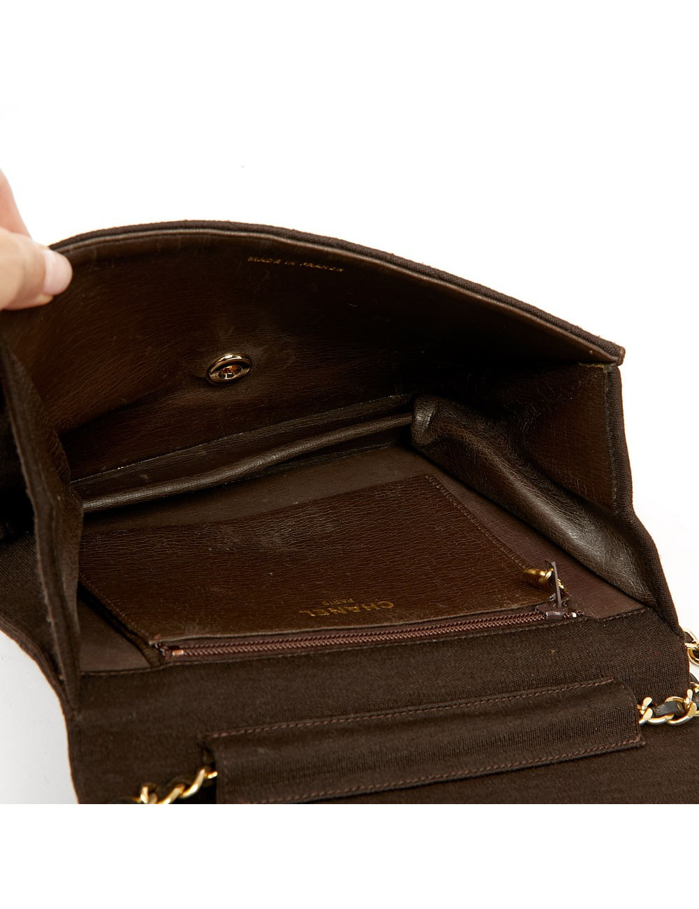 Chanel vintage brown jersey bag