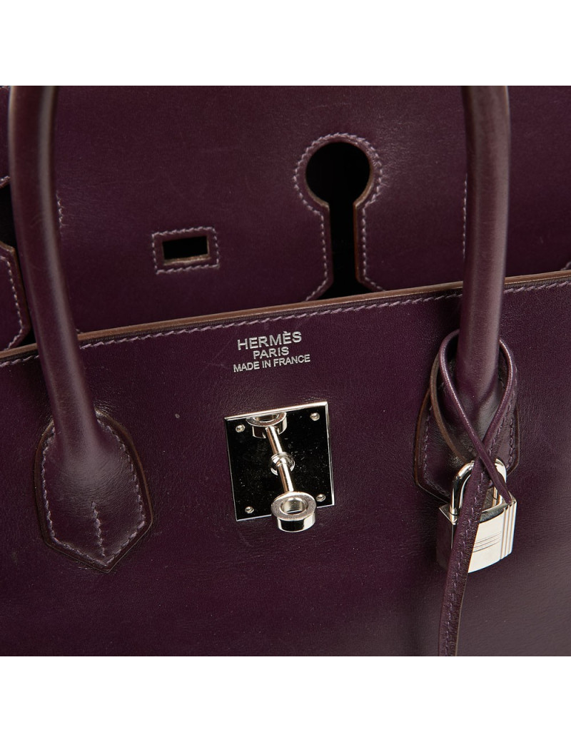 Sac à main Birkin 35 HERMES raisin cuir box
