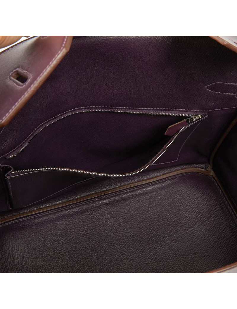 Sac à main Birkin 35 HERMES raisin cuir box