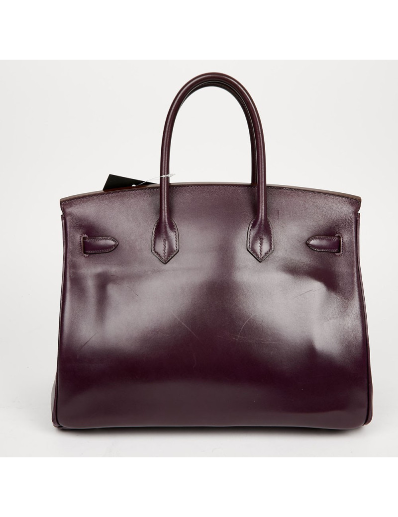Sac à main Birkin 35 HERMES raisin cuir box