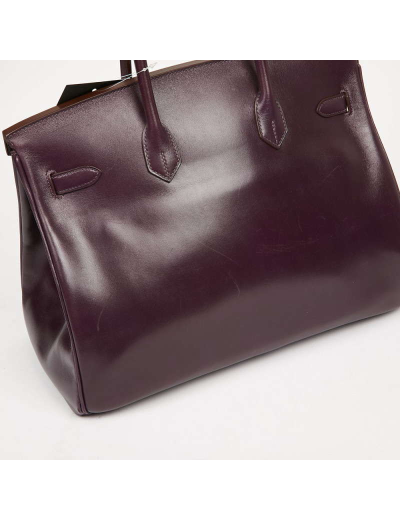 Sac à main Birkin 35 HERMES raisin cuir box