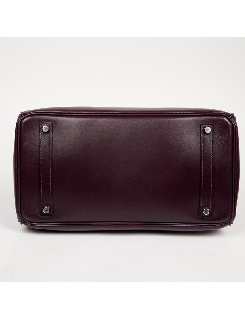 Sac à main Birkin 35 HERMES raisin cuir box