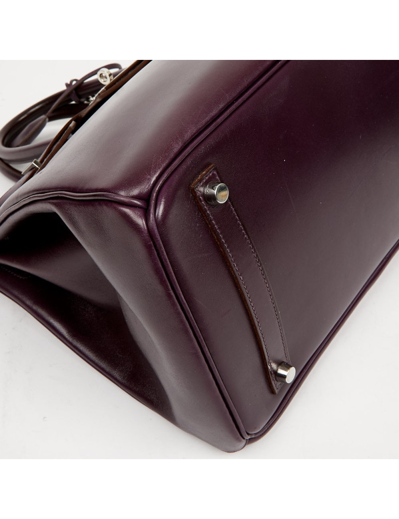 Sac à main Birkin 35 HERMES raisin cuir box