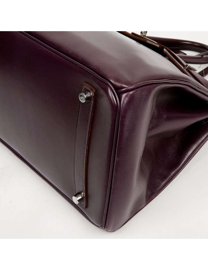 Sac à main Birkin 35 HERMES raisin cuir box