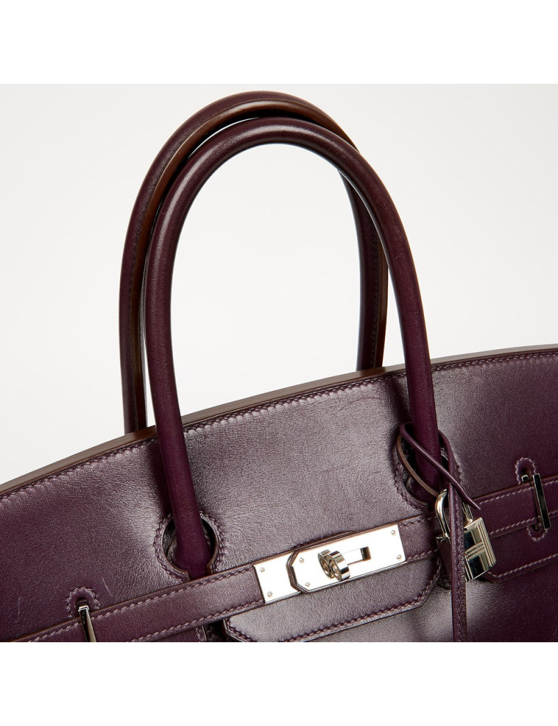 Sac à main Birkin 35 HERMES raisin cuir box