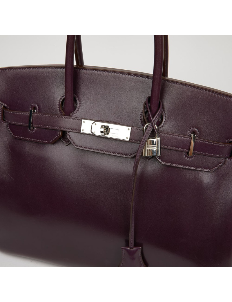 Sac à main Birkin 35 HERMES raisin cuir box