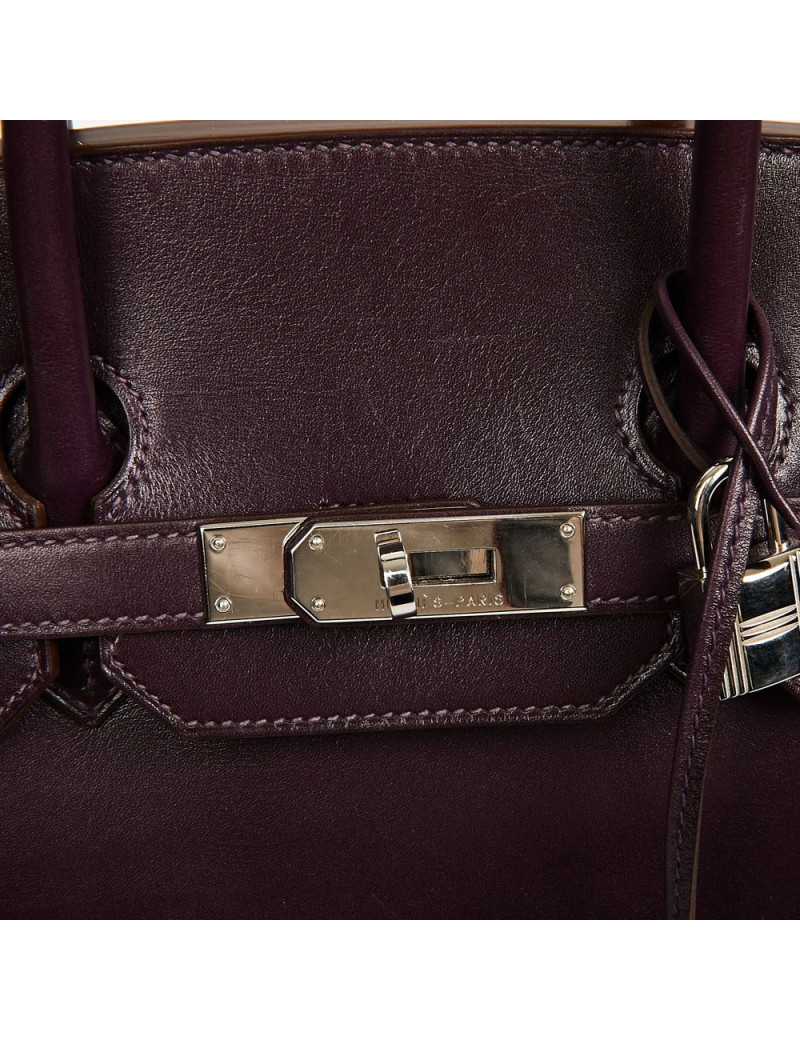 Sac à main Birkin 35 HERMES raisin cuir box