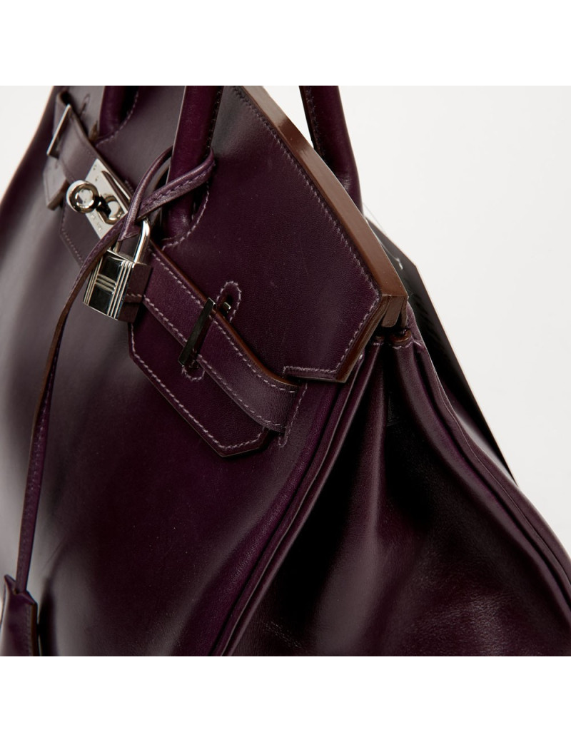 Sac à main Birkin 35 HERMES raisin cuir box