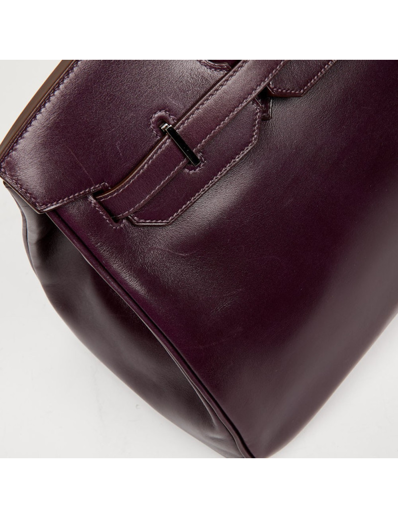 Sac à main Birkin 35 HERMES raisin cuir box