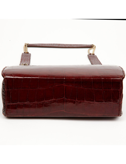 Sac croco bordeaux vintage
