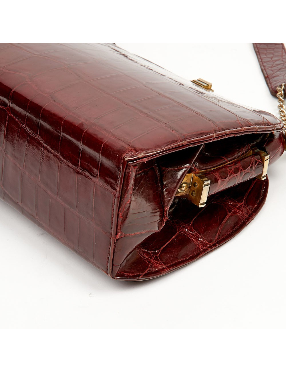 Sac croco bordeaux vintage