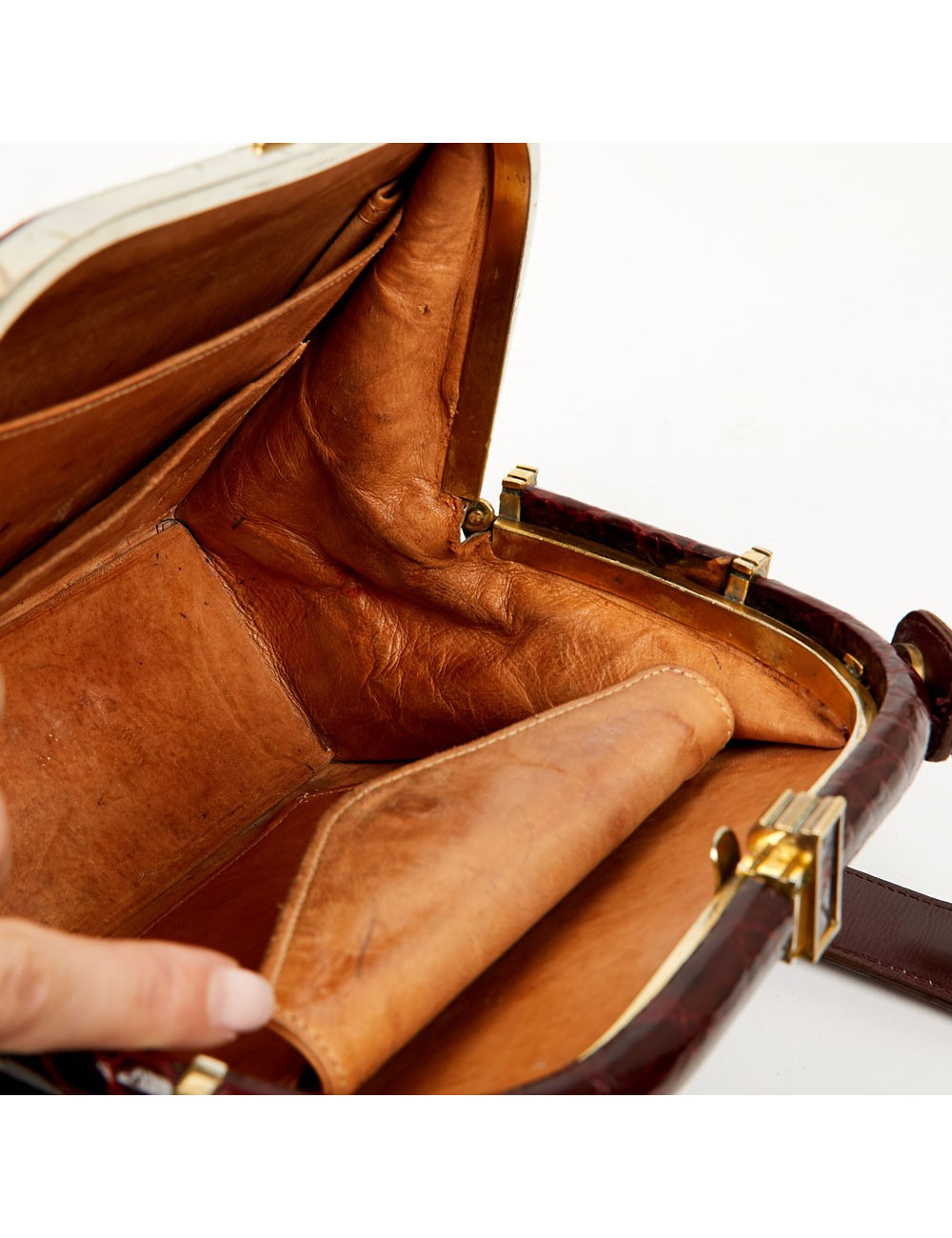 Sac croco bordeaux vintage