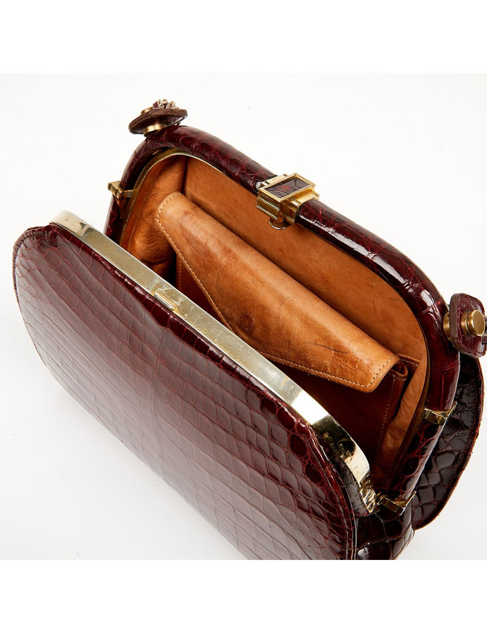 Sac croco bordeaux vintage