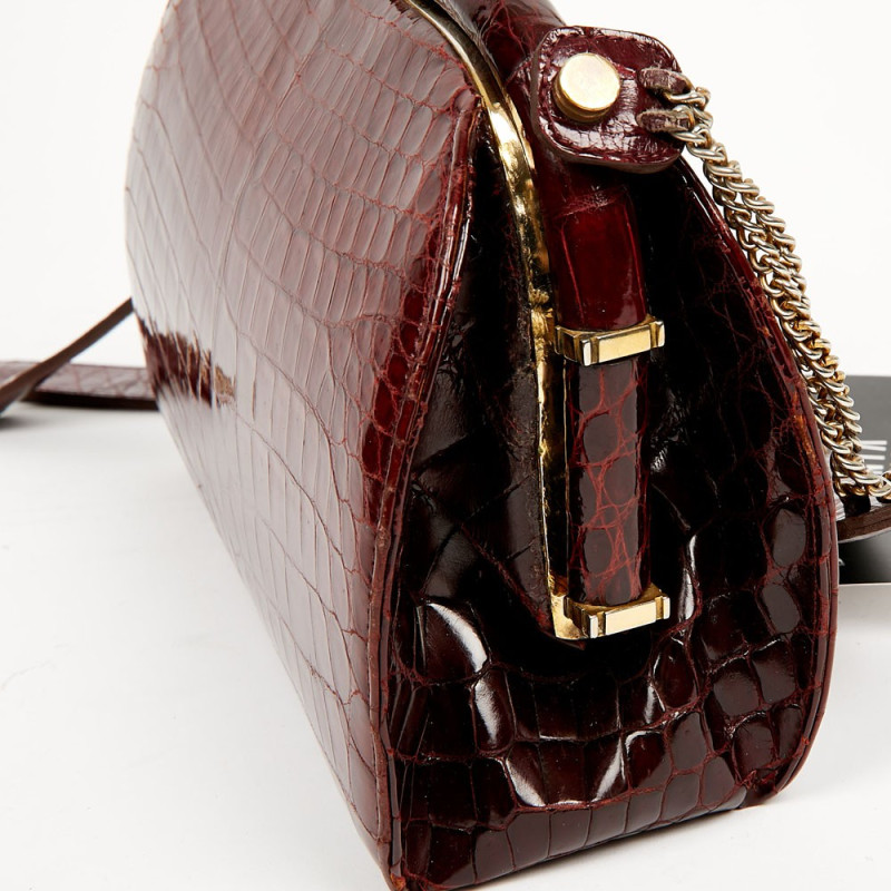 Sac croco bordeaux vintage occasion certifiée authentique