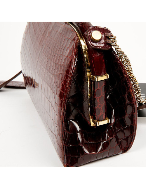 Sac croco bordeaux vintage