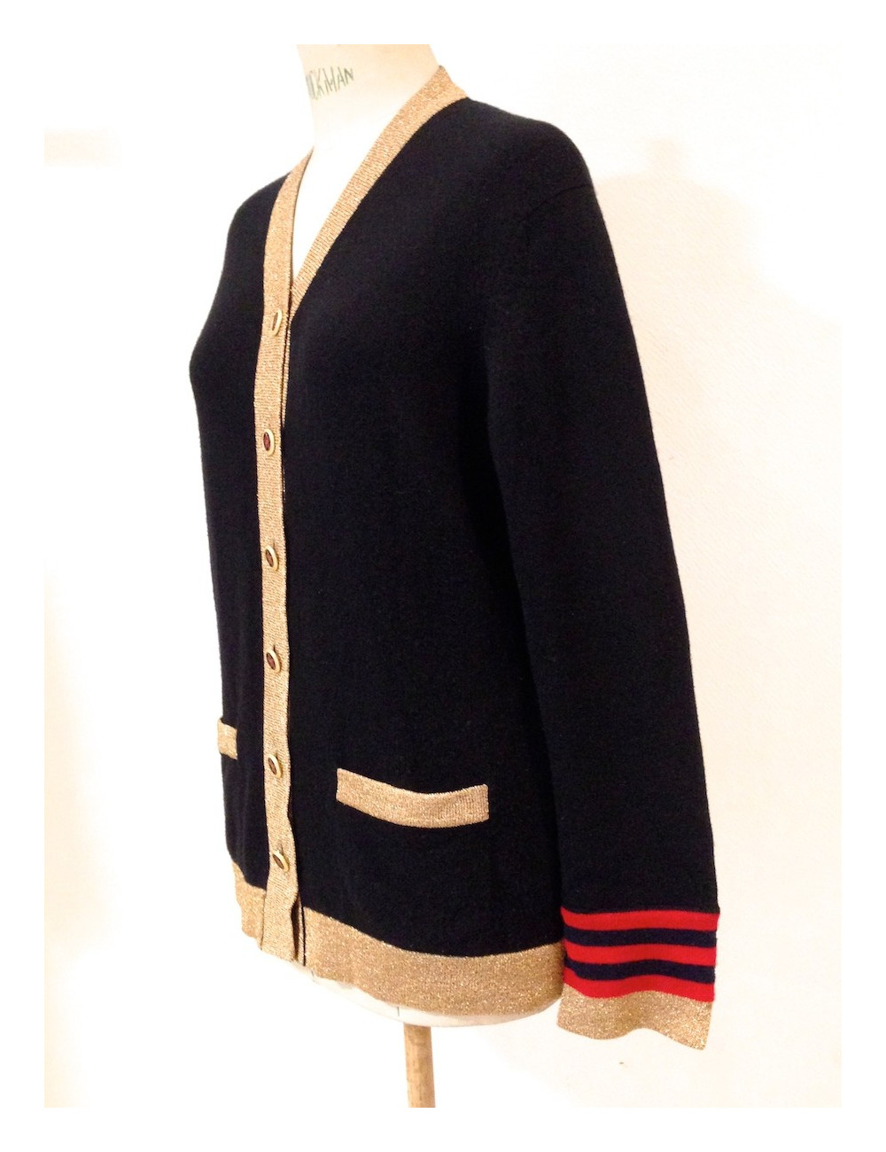 Gilet CHANEL en maille de cachemire noir T38