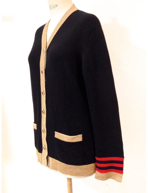 Gilet CHANEL en maille de cachemire noir T38