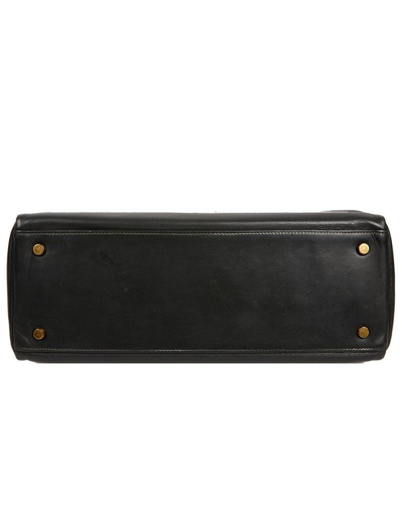 Kelly 32 HERMES cuir box gris et blanc