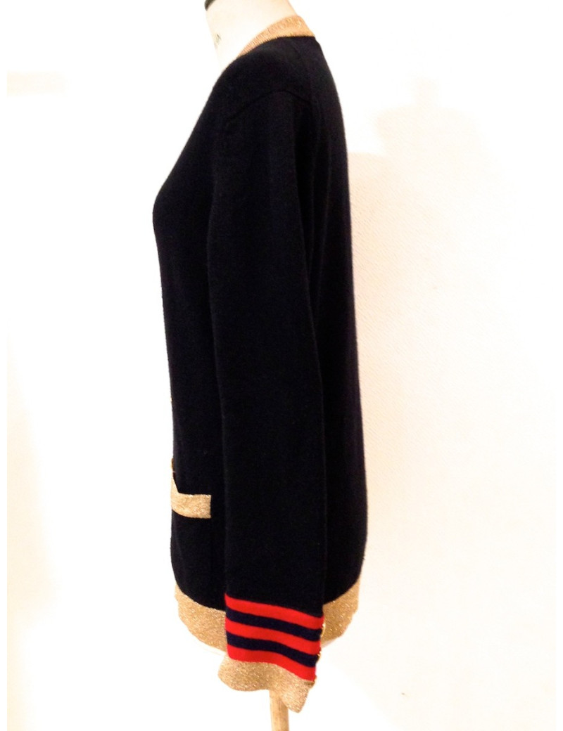 Gilet CHANEL en maille de cachemire noir T38