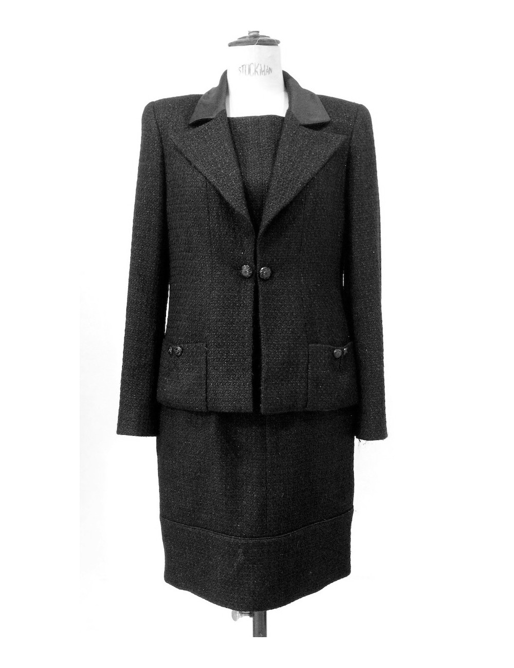 Tailleur avec robe CHANEL noir pailletée