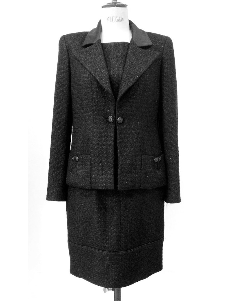 Tailleur avec robe CHANEL noir pailletée