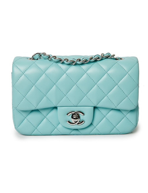 Timeless CHANEL cuir lisse turquoise