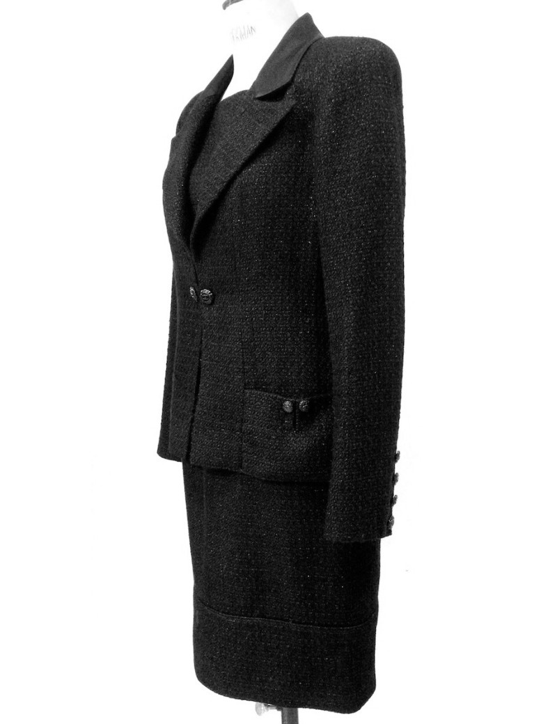 Tailleur avec robe CHANEL noir pailletée