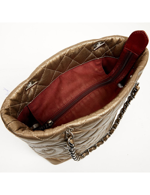 CHANEL Copper Quilted Leather Bucket Bag