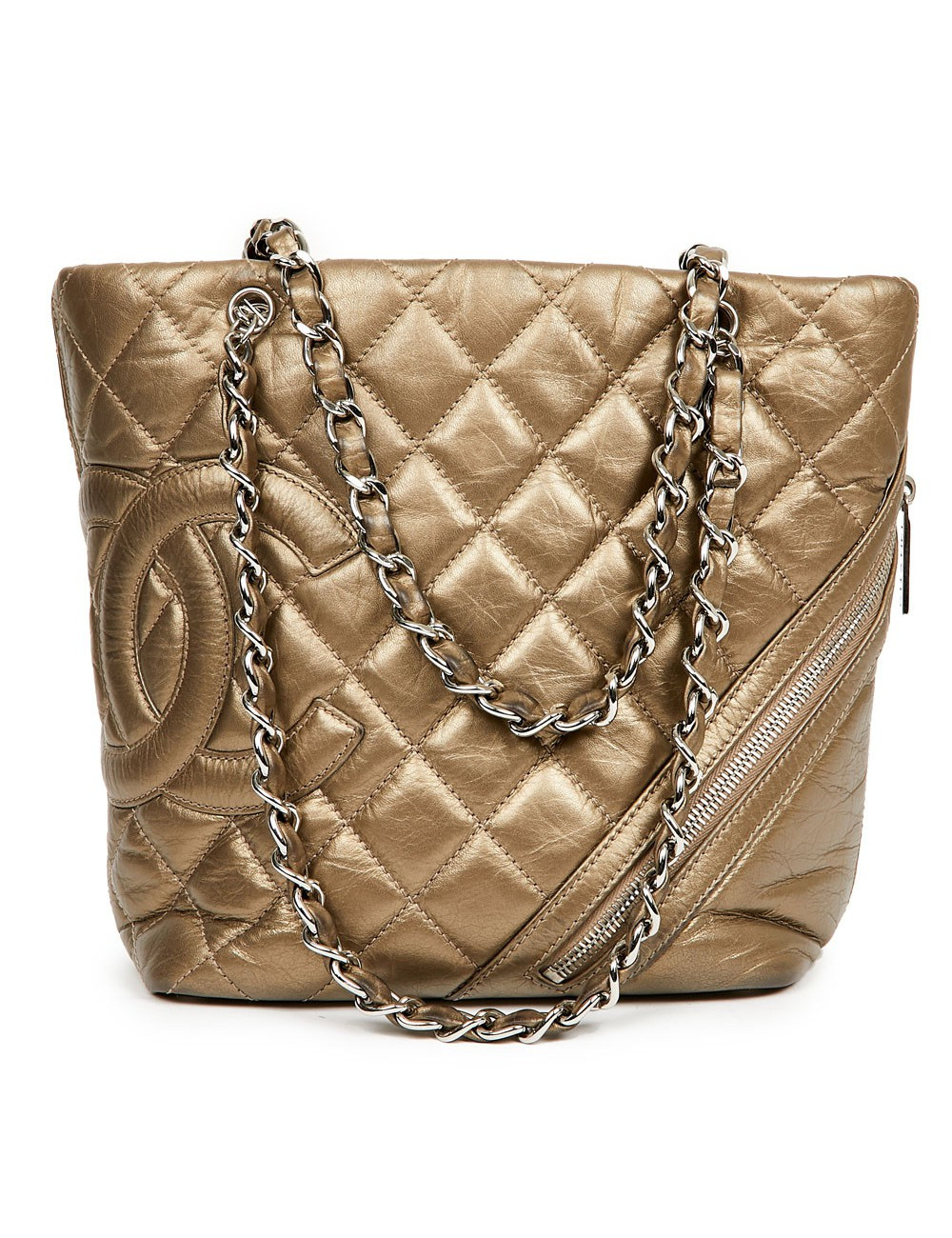 CHANEL Copper Quilted Leather Bucket Bag