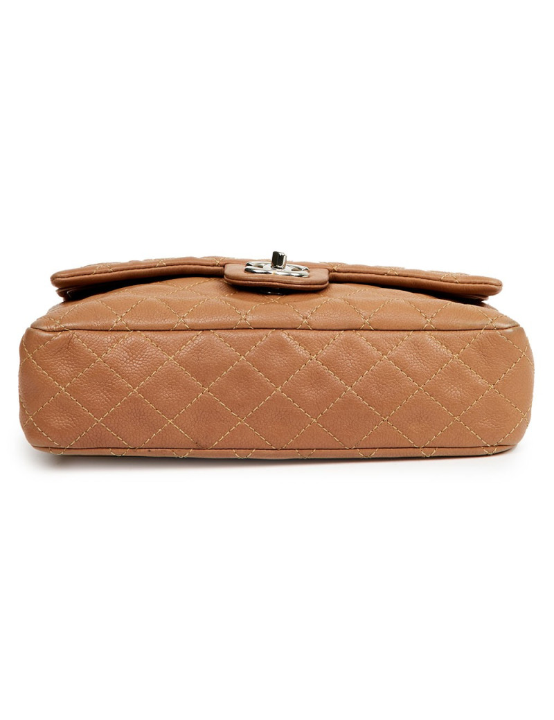 Chanel Classic  gold handbag in grained calf leather