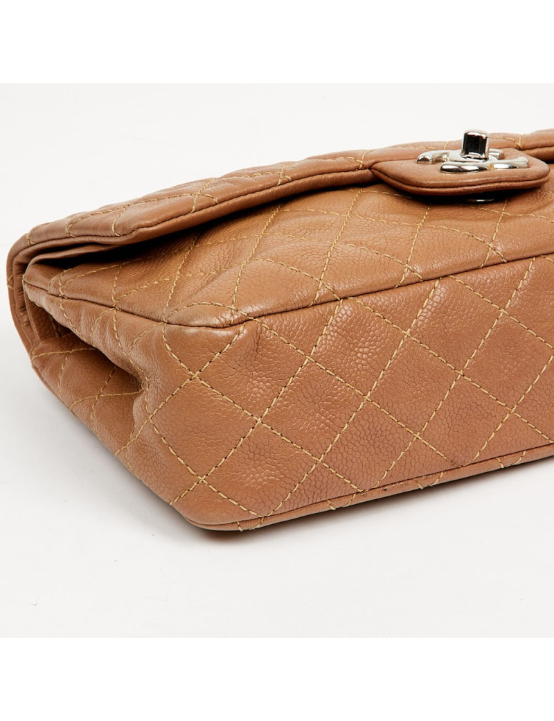 Chanel Classic  gold handbag in grained calf leather