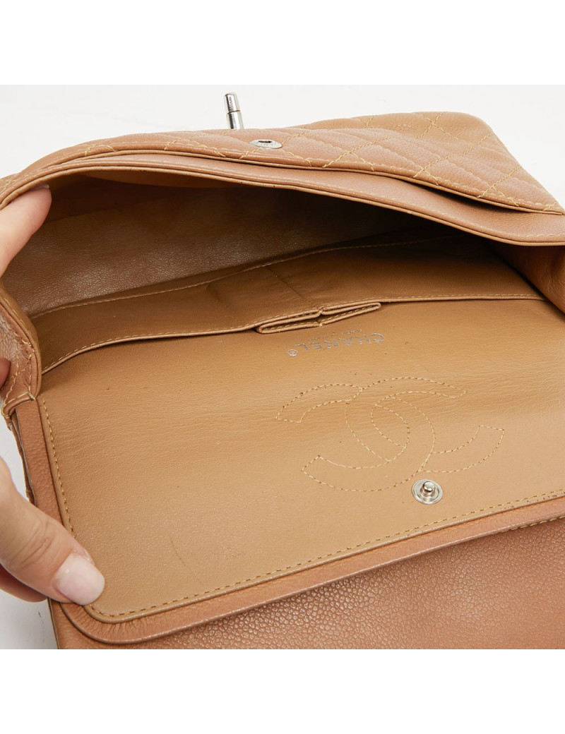 Chanel Classic  gold handbag in grained calf leather