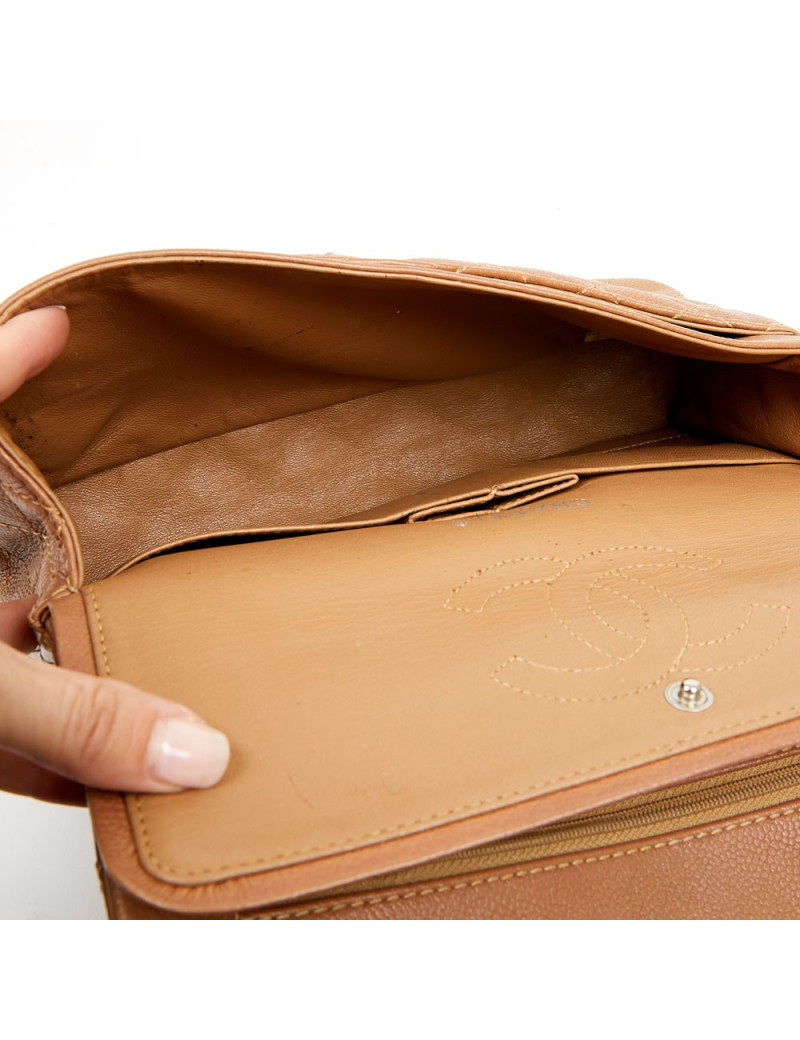 Chanel Classic  gold handbag in grained calf leather