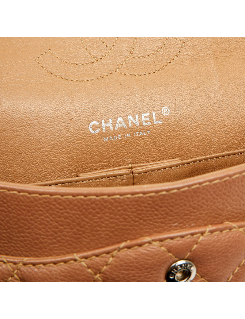 Chanel Classic  gold handbag in grained calf leather