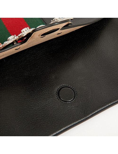 Serviette GUCCI cuir grainé et broche papillon