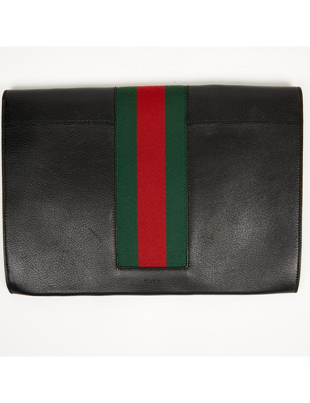 Serviette GUCCI cuir grainé et broche papillon