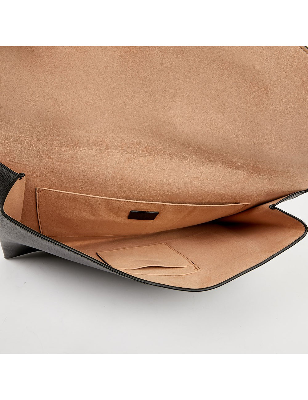 Serviette GUCCI cuir grainé et broche papillon