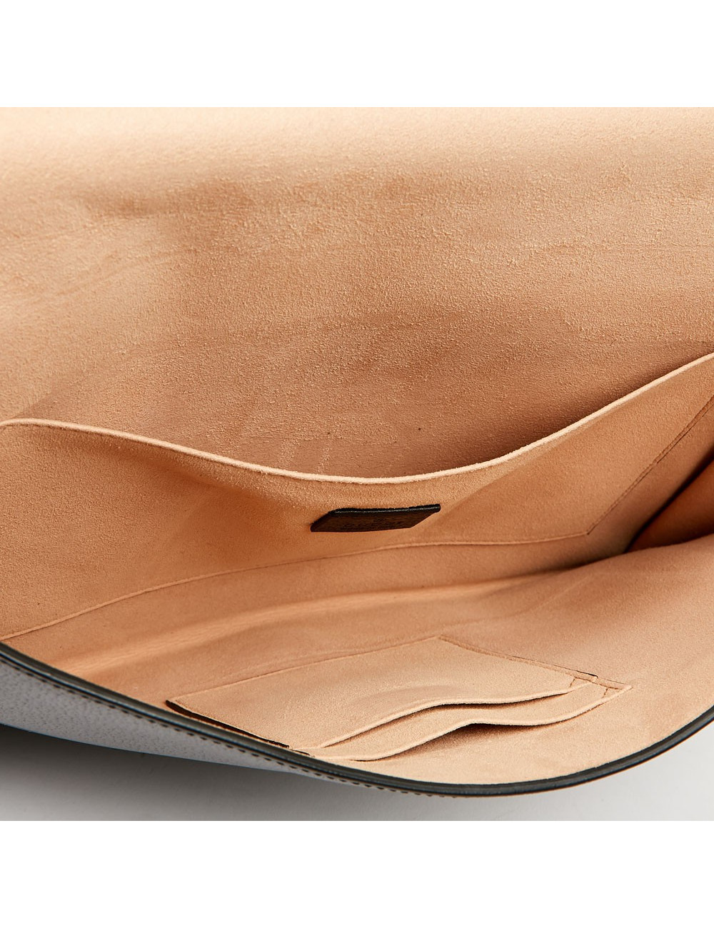 Serviette GUCCI cuir grainé et broche papillon