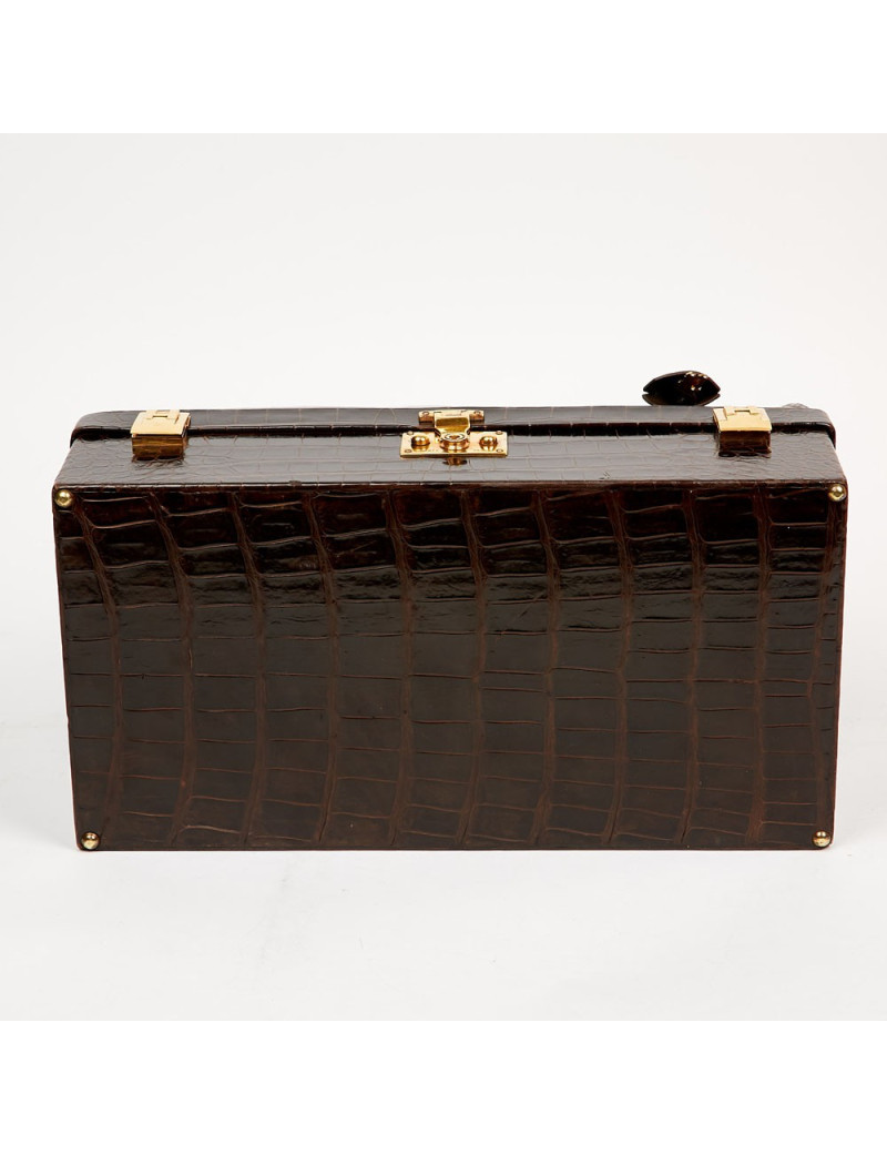 Hermes Kelly jewelry box in brown Porosus 