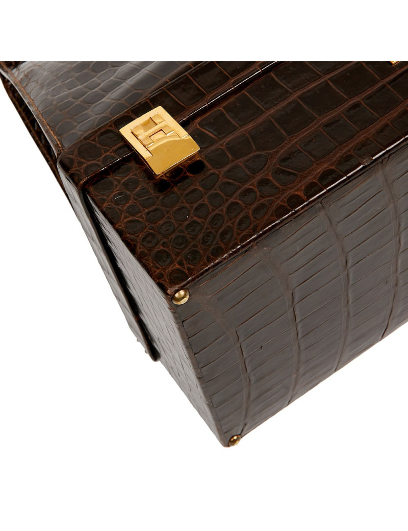 Hermes Kelly jewelry box in brown Porosus 