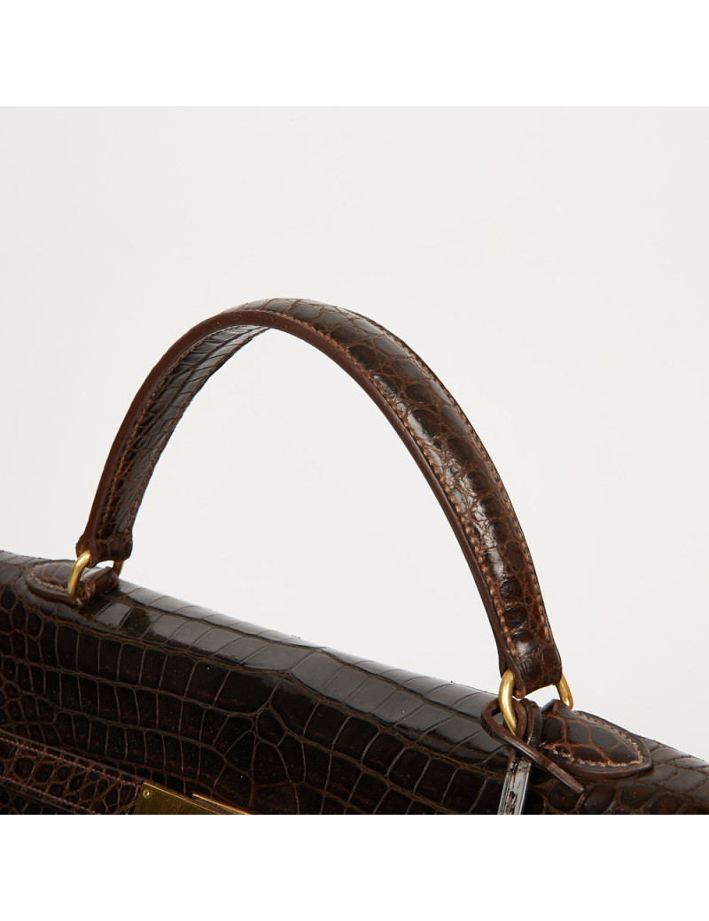 Hermes Kelly jewelry box in brown Porosus 