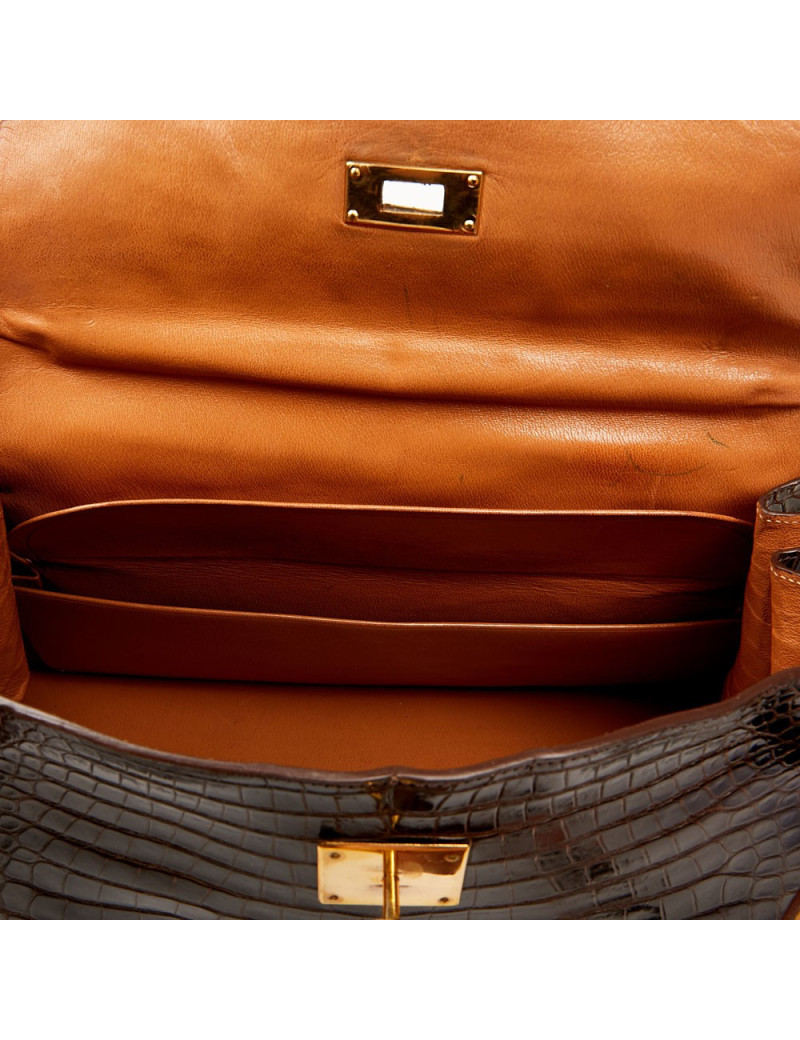 Hermes Kelly jewelry box in brown Porosus 