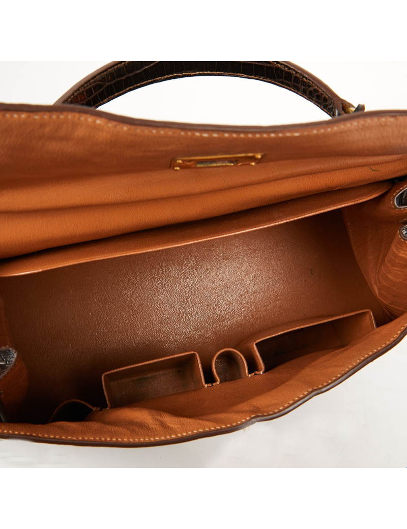 Hermes Kelly jewelry box in brown Porosus 