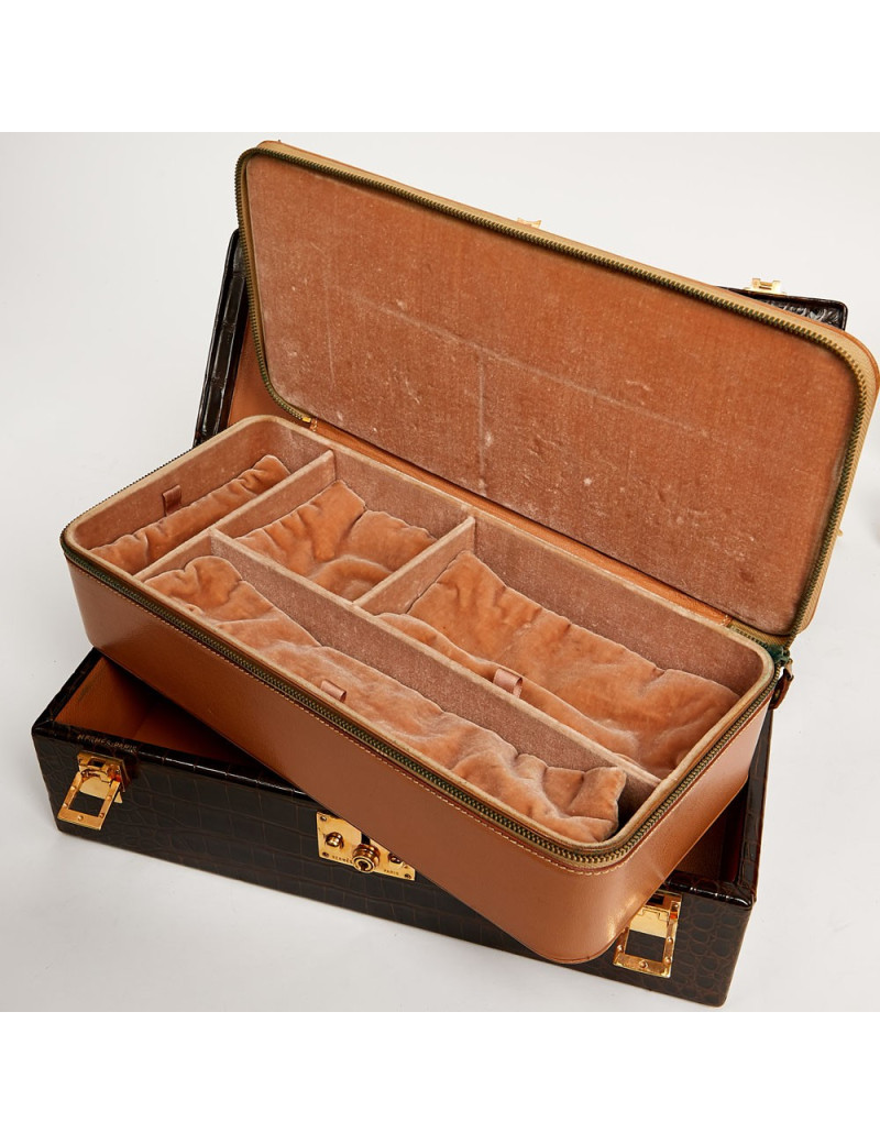 Hermes Kelly jewelry box in brown Porosus 