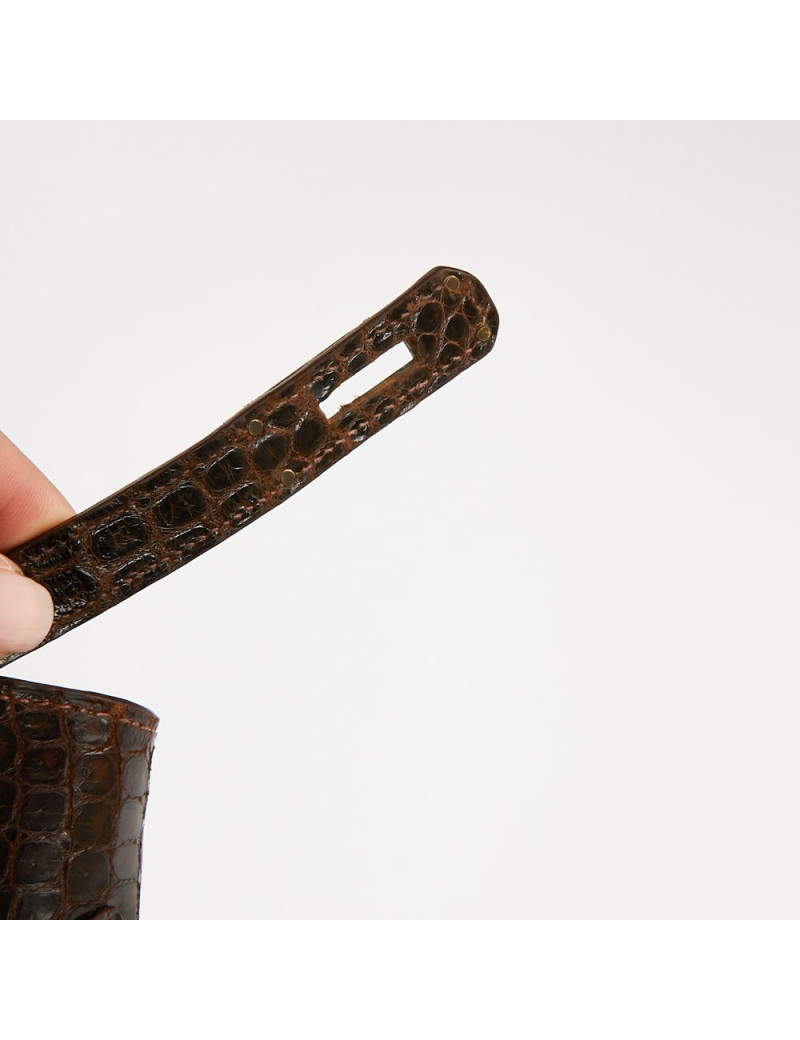 Hermes Kelly jewelry box in brown Porosus 