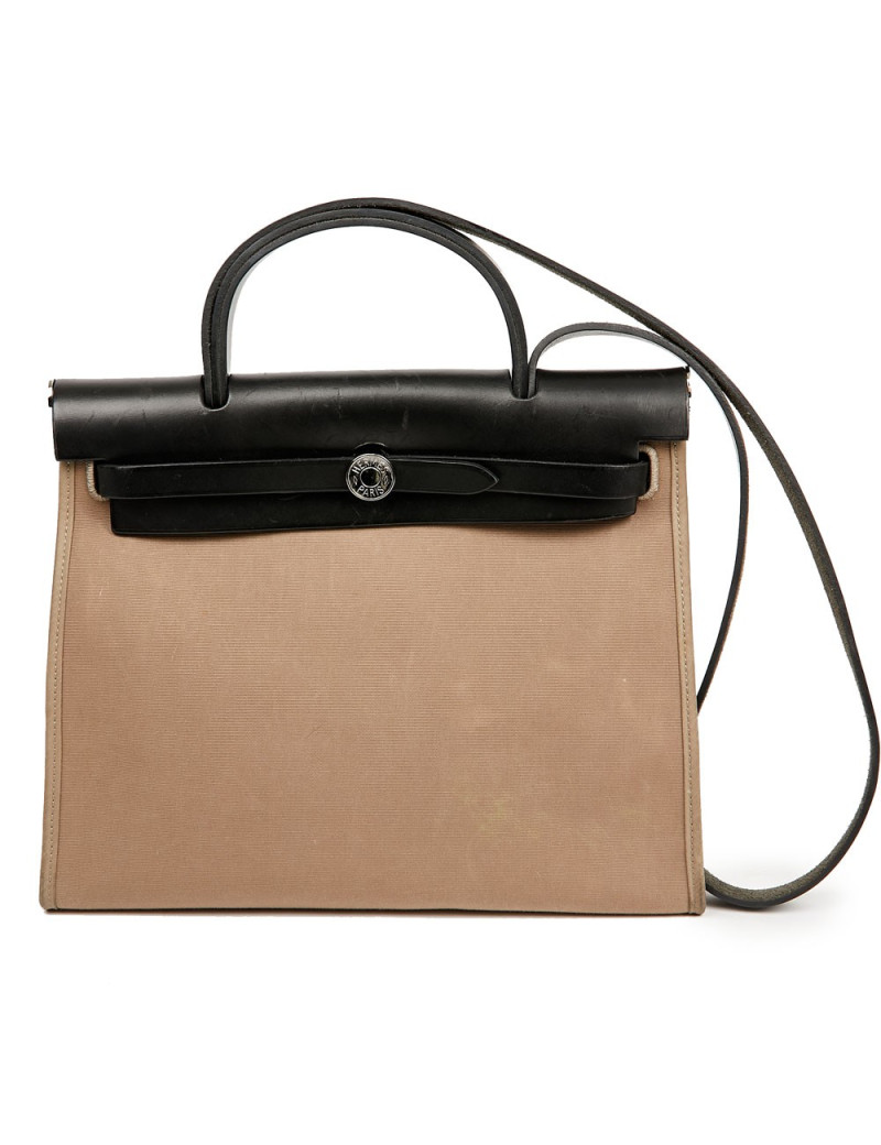 Sac Herbag toile HERMES étoupe et ébène
