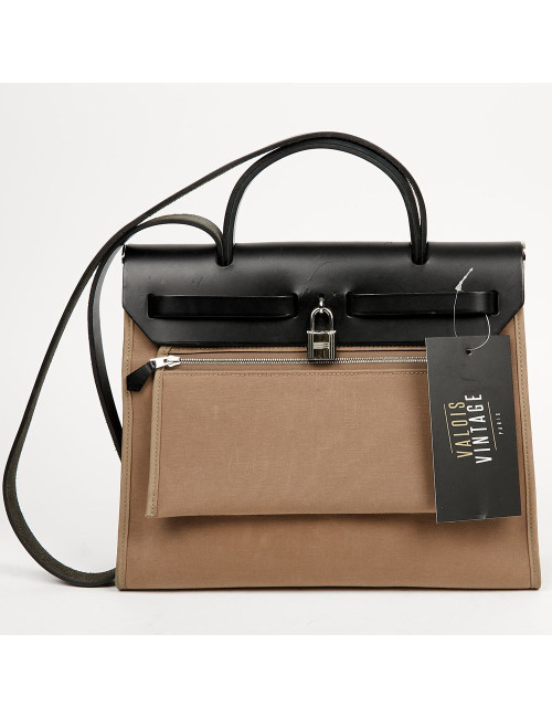 Sac Herbag toile HERMES étoupe et ébène