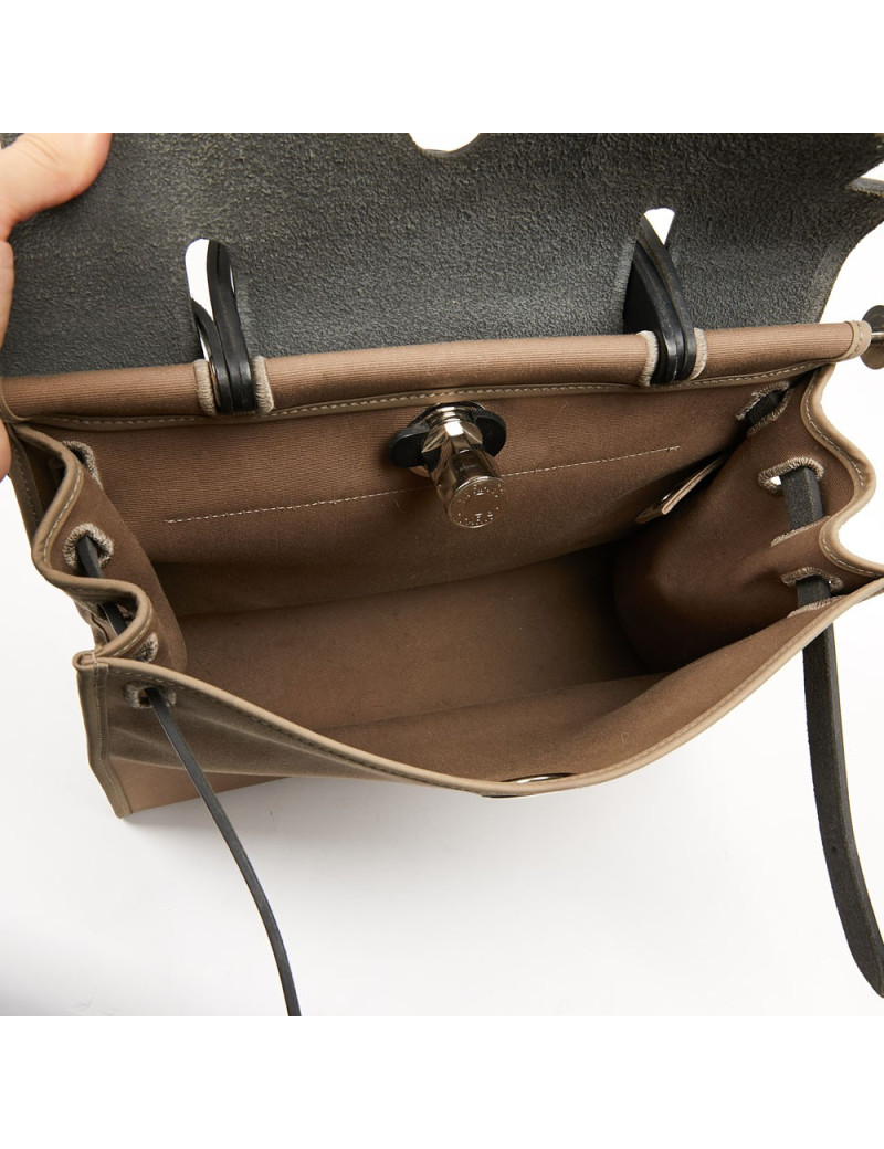 Sac Herbag toile HERMES étoupe et ébène