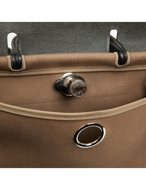 Sac Herbag toile HERMES étoupe et ébène