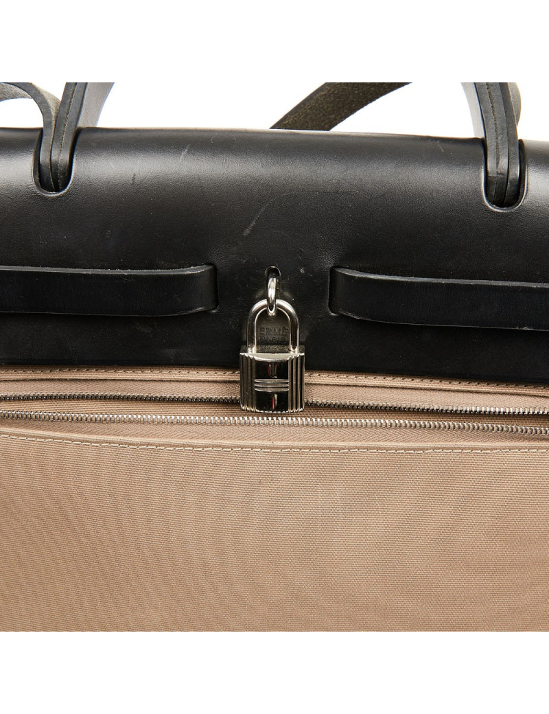 Sac Herbag toile HERMES étoupe et ébène
